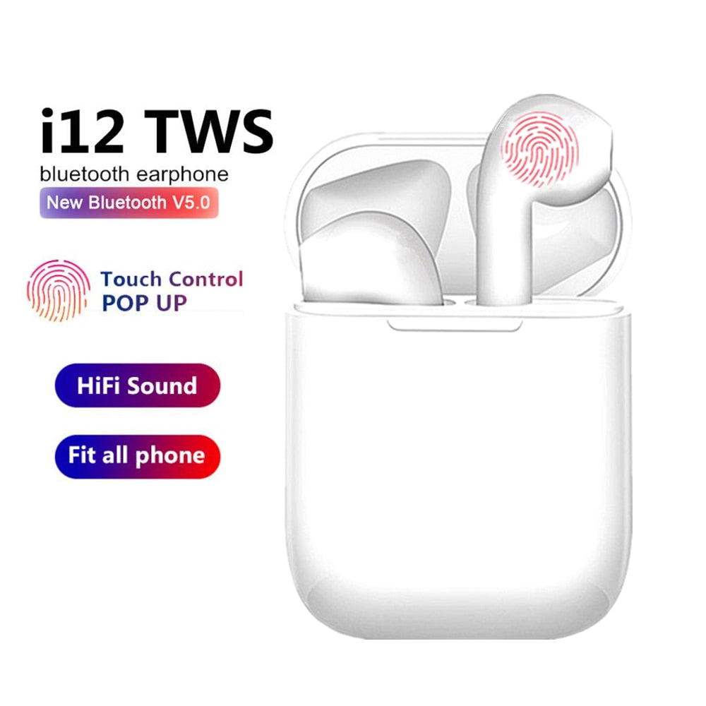 i12 TWS Wireless Headset Touch Key Bluetooth 5.0 Sport Earphone Stereo For iPhone Xiaomi Huawei Samsung Smart Phone