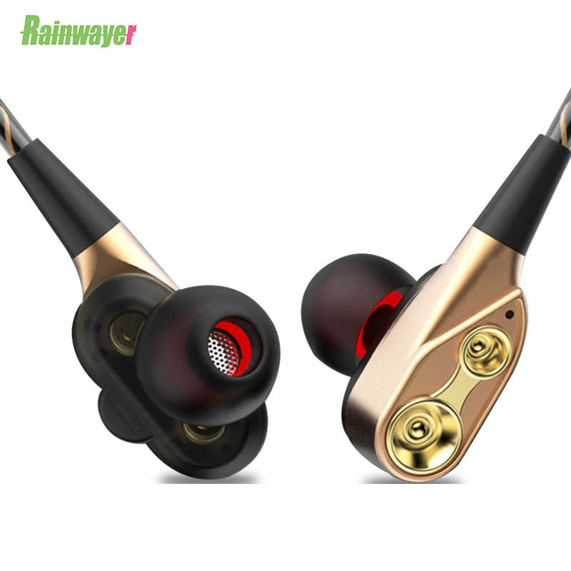 High Bass Headsets Sports Earphones Dual Drive Stereo In-Ear Wired Earphone With Microphone Computer Earbuds For Cell phone