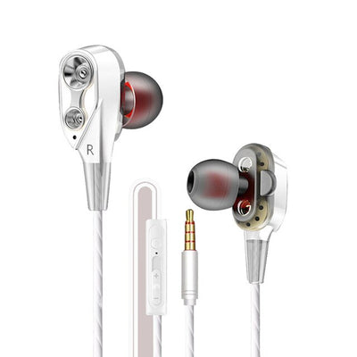 High Bass Headsets Sports Earphones Dual Drive Stereo In-Ear Wired Earphone With Microphone Computer Earbuds For Cell phone