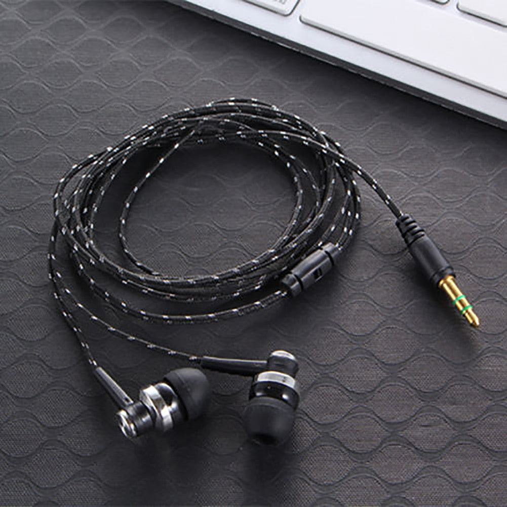 High Quality Wired Earphone Brand New Stereo In-Ear 3.5mm Nylon Weave Cable Earphone Headset With Mic For Laptop Smartphone  &
